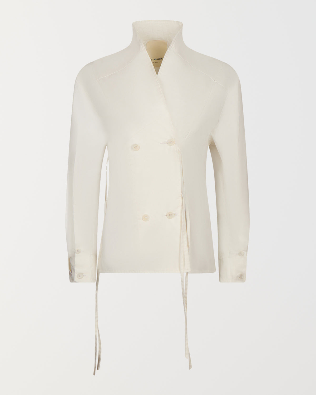 Stadion Council shirt in ivory, front view, double breasted with hanging ties
