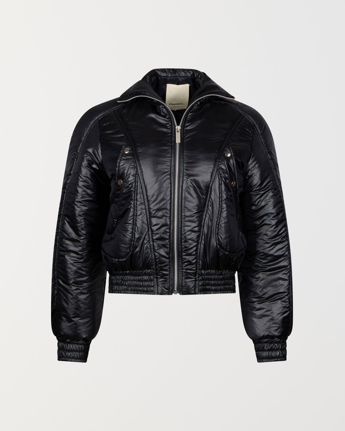 Stadion Reserve bomber in black, front view with zip and press studs