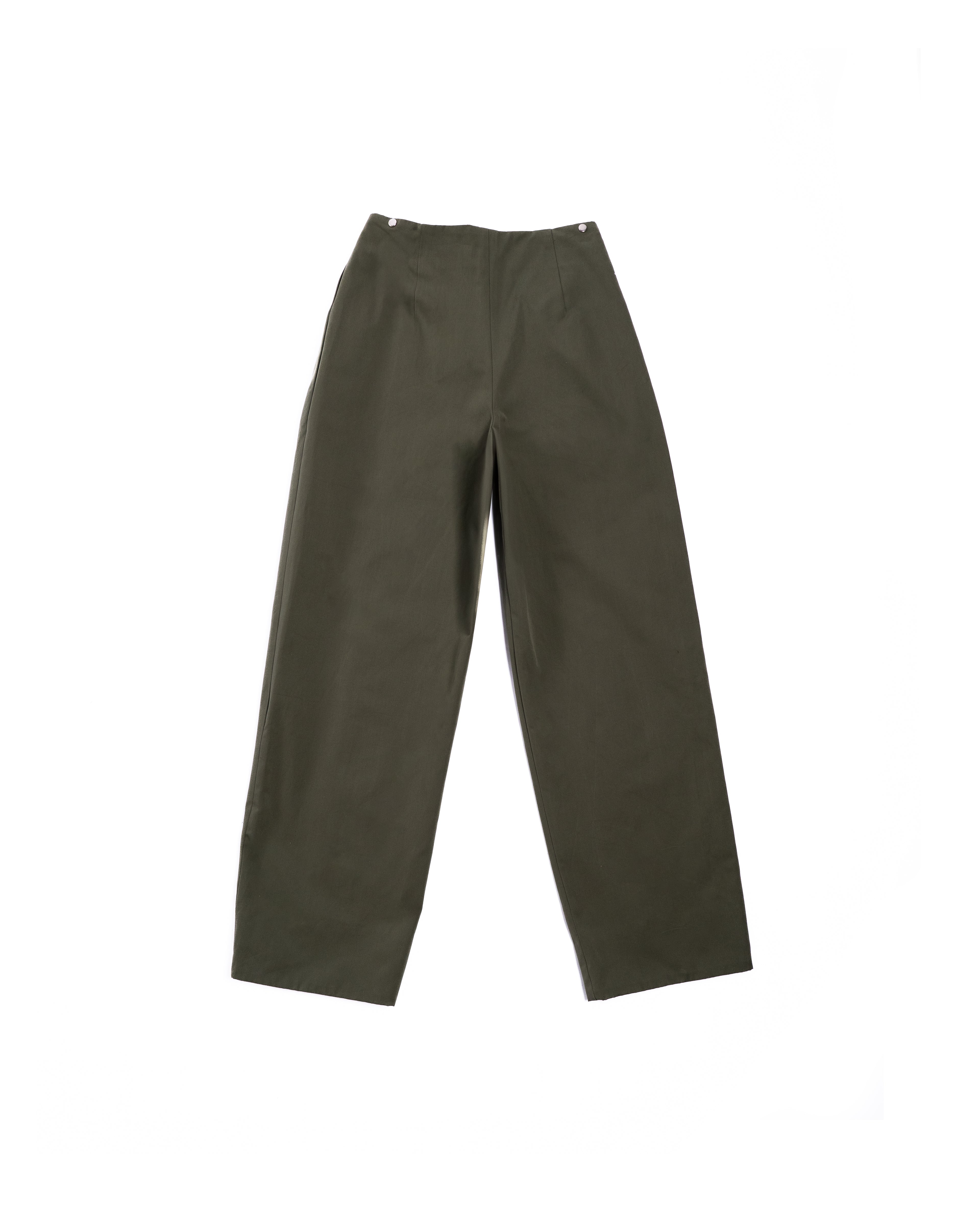 Flat lay of Double Pleat Trouser back showing minimal design and clean lines.