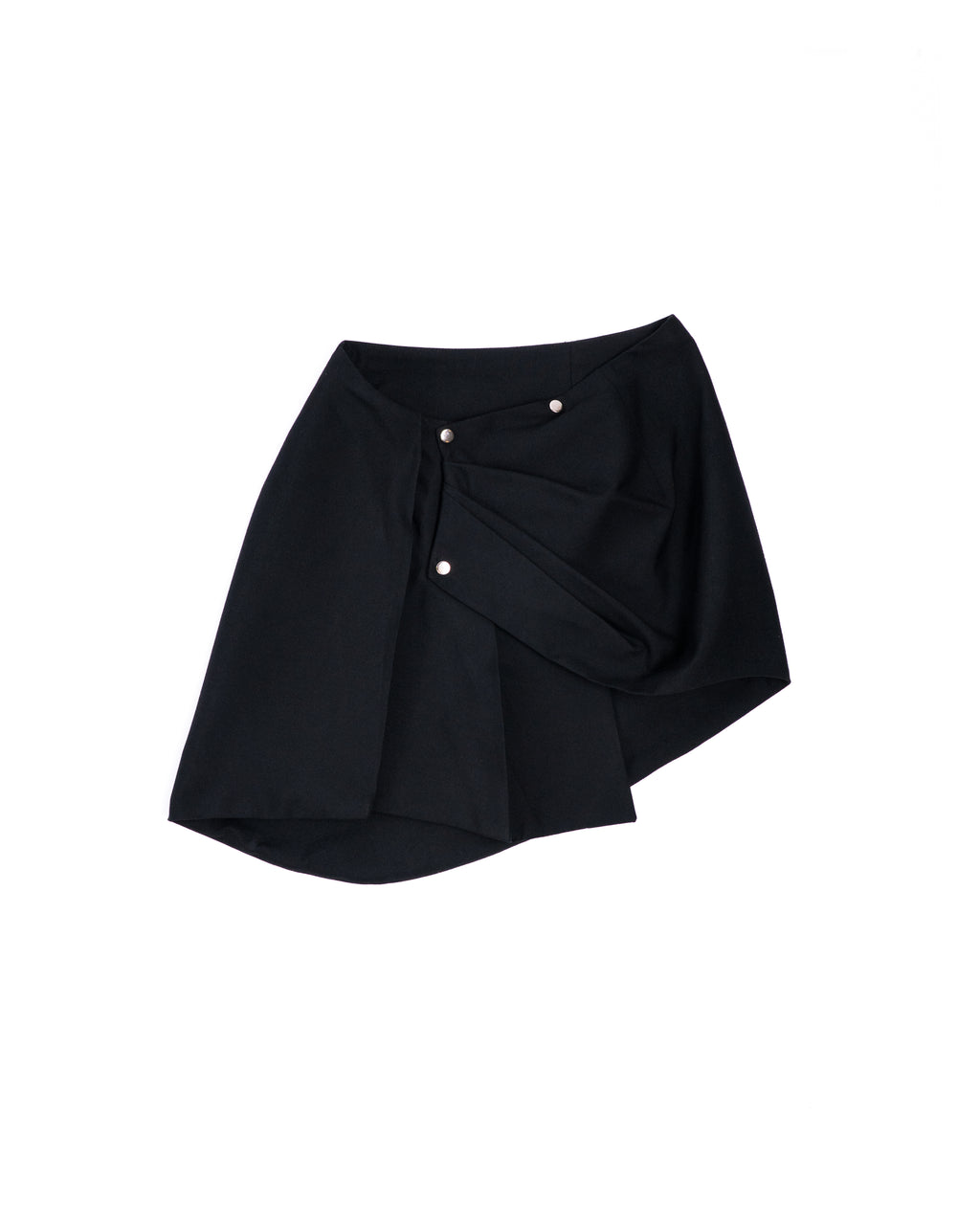 Flat lay of InMotion Skirt front view displaying wrap and pleat construction.