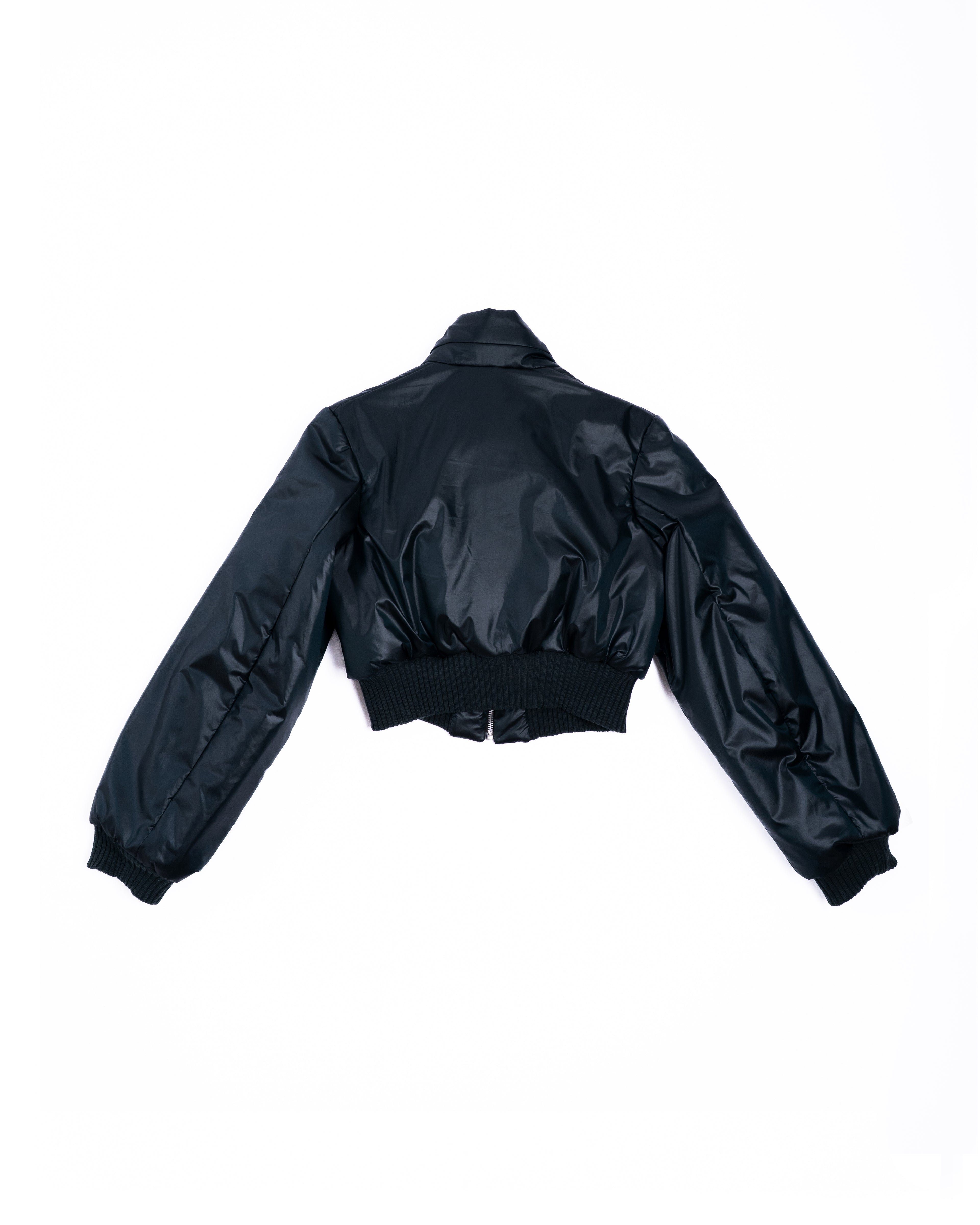 Flat lay of Interface Bomber in Midnight Forest back view.