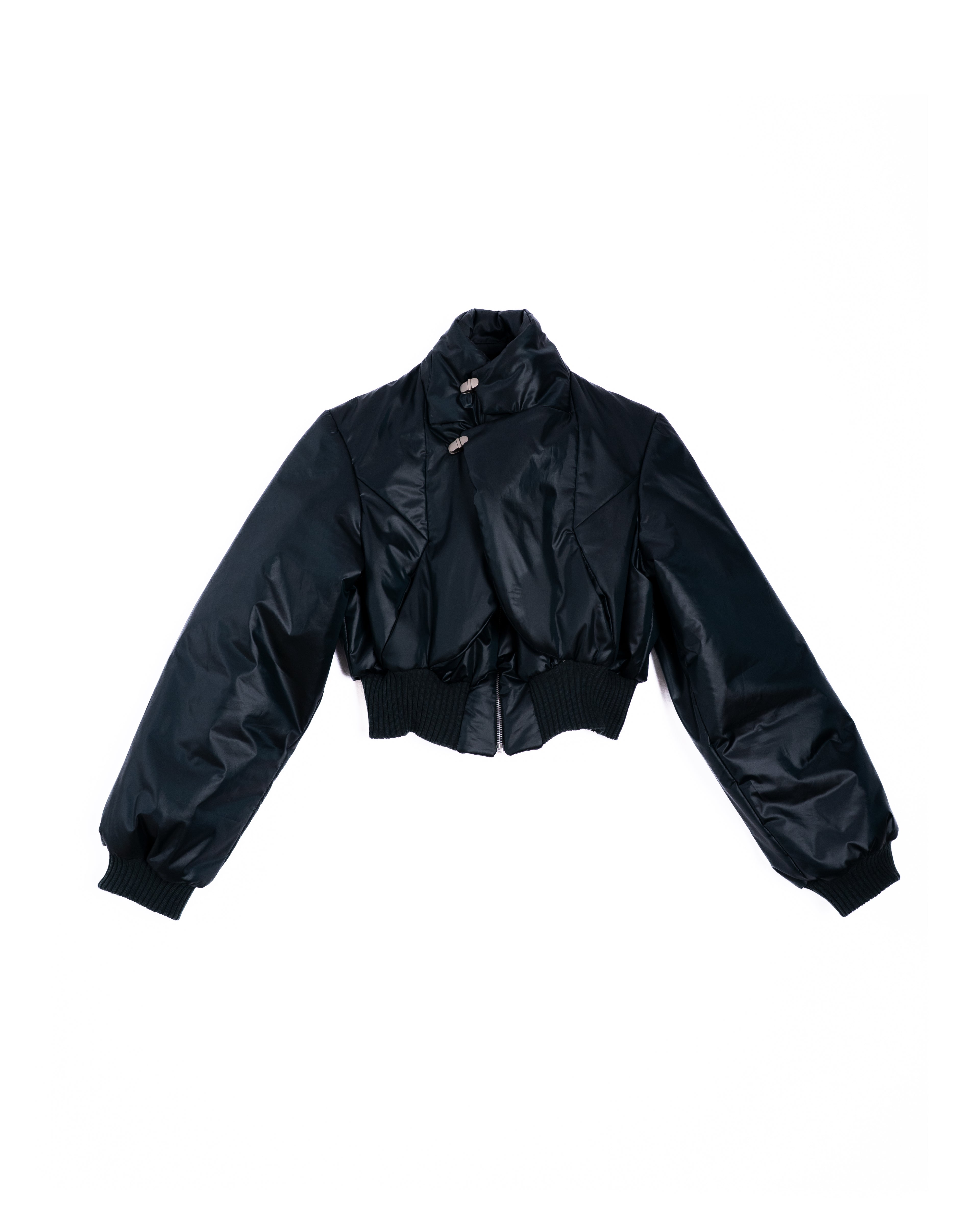 Flat lay of Interface Bomber in Midnight Forest front view.