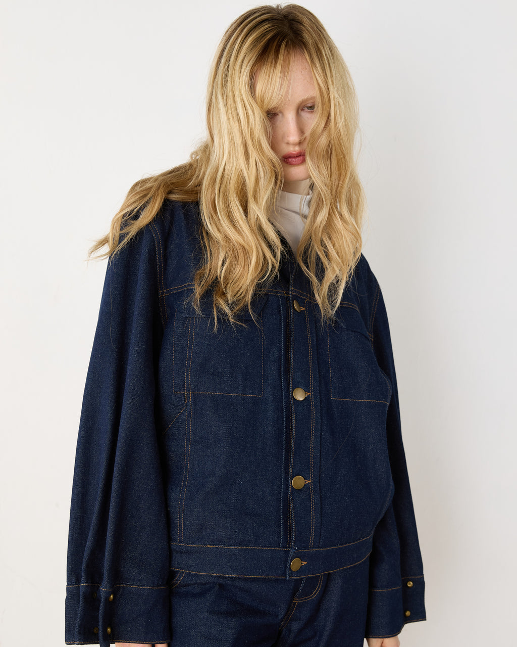 Jean Jacket, on model, close up
