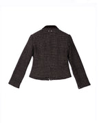 Flat lay of Lukret Coach Jacket back view showing tailored seams and structure.