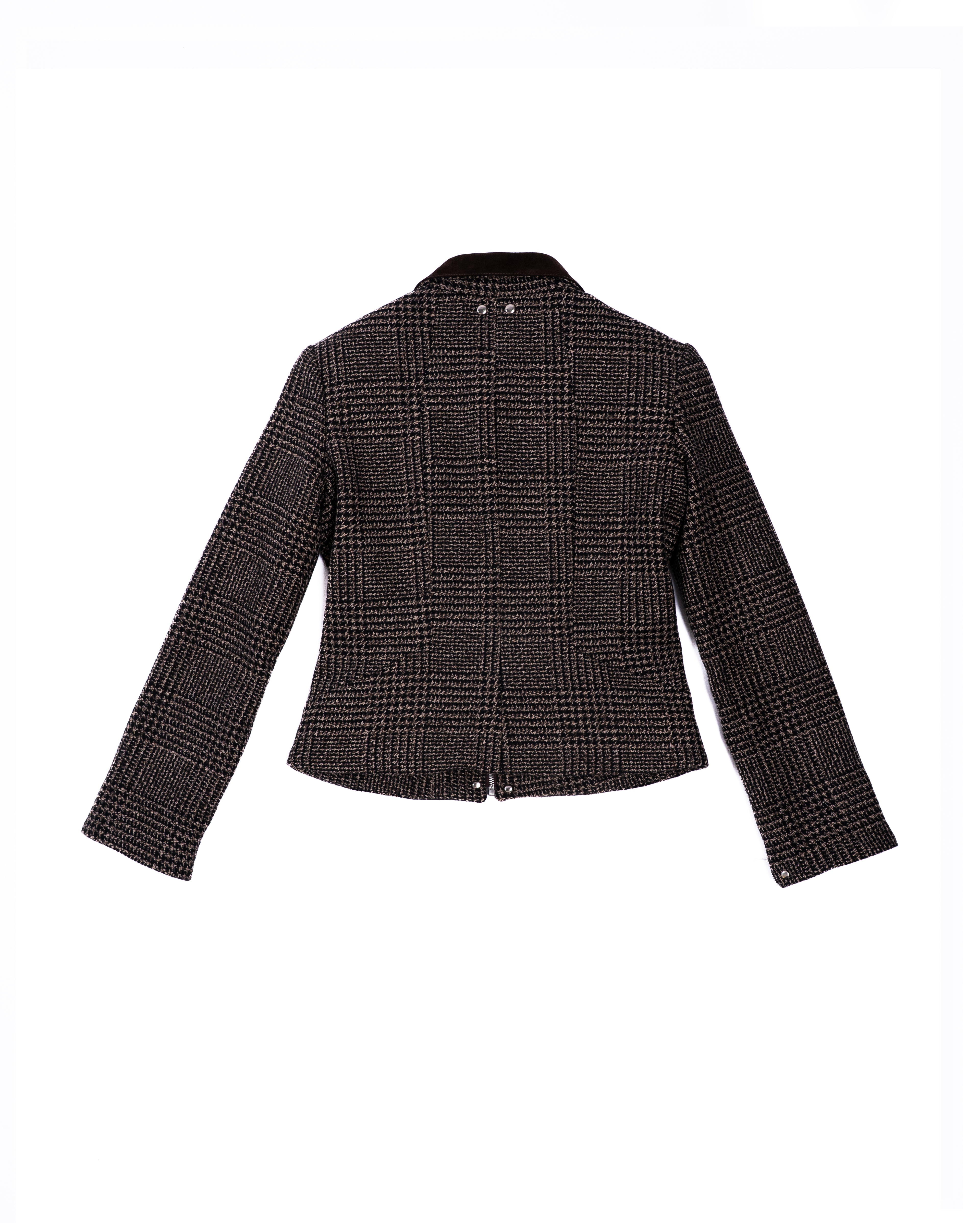 Flat lay of Lukret Coach Jacket back view showing tailored seams and structure.