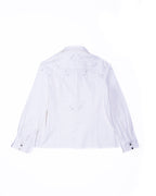 Flat lay of Oculus Shirt back view showing panel seams and construction.