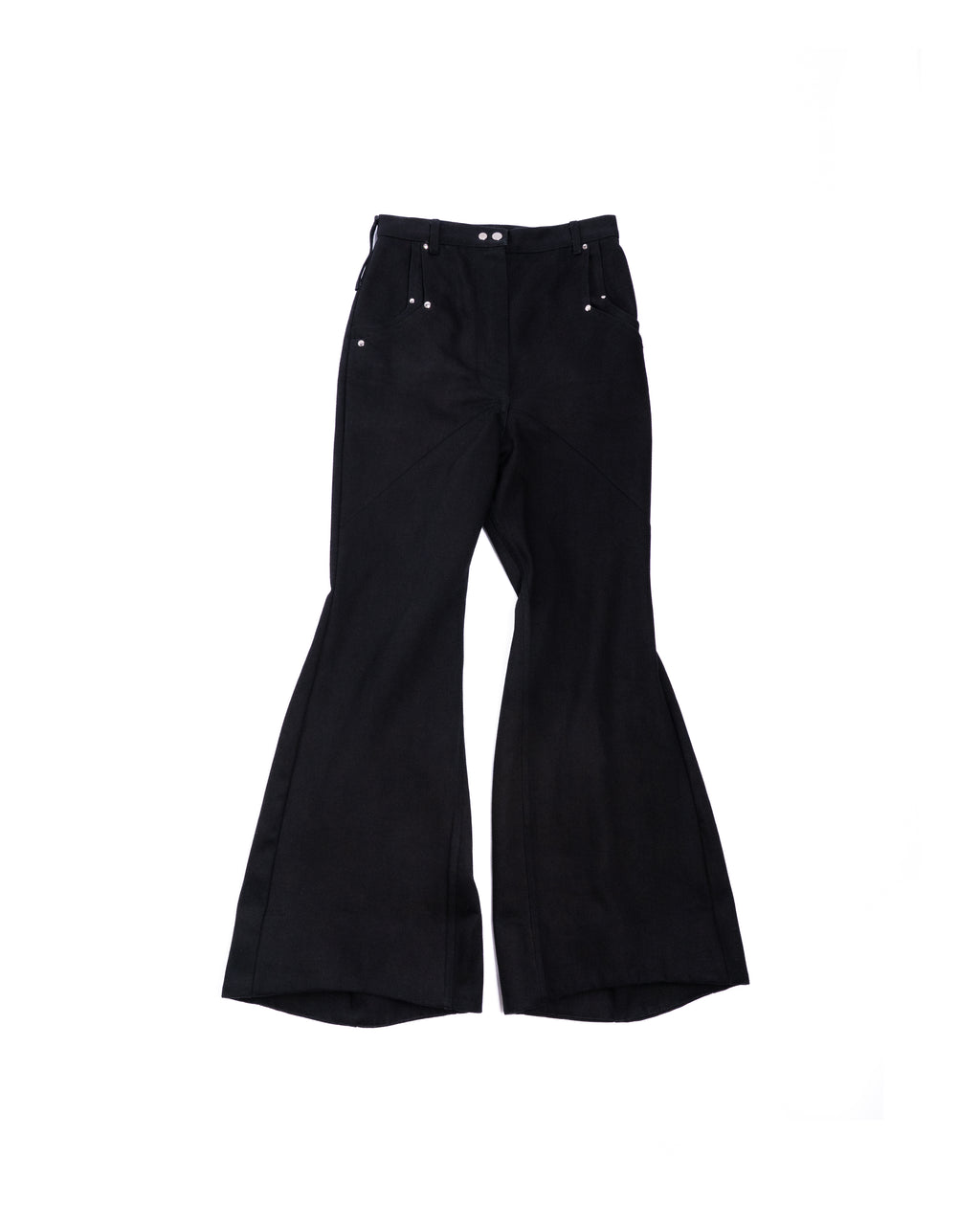 Flat lay of RVT Jeans front view showing design and pocket structure.