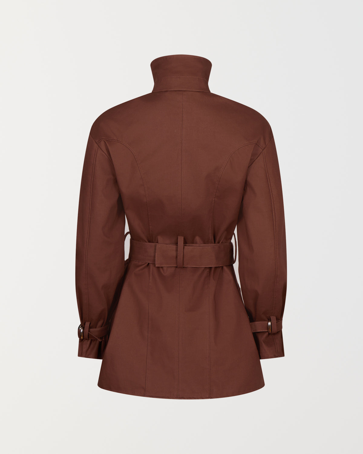 Stadion Sylvia trench dress, back view with the belt fastened
